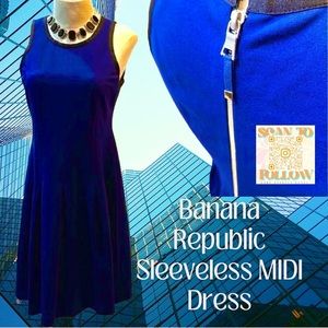 BANANA REPUBLIC SLEEVELESS MIDI DRESS IN NAVY BLUE
